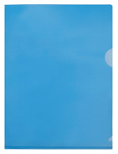 Папка-уголок "Бюрократ" пластиковая, А5, плотность 150 мкр,  цвет синий, прозрачный
