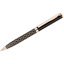 Ручка Delucci "Volta", цвет стержня синий, корпус медь, поворотный механизм, цвет: черный/ золото,