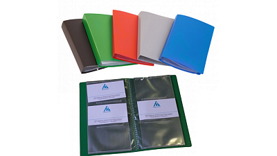 Визитница "Buro", пластик, размеры 192x110x16мм, по 3 визитки на странице, цвет ассорти