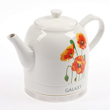 Электрический чайник GALAXY GL0506 выполнен из керамики, объем 1,4 л, мощность 1400 Вт, цвет белый