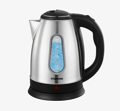 Чайник металл Starwind SKS2100 объем 1,8 л, мощность 1700 Вт, цвет серебристый/черный