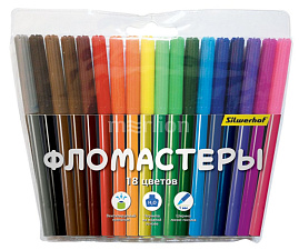 Фломастеры 18 цветов Silwerhof 867219-24 народная коллекция, пакет с европодвесом, вентилируемый колпачок
