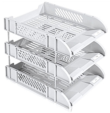 Лоток 3 отдела горизонтальный пластиковый, размеры 258х330х110мм, цвет серый