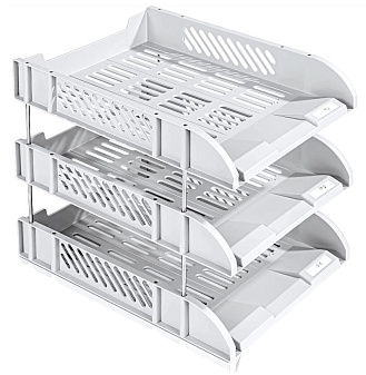 Лоток 3 отдела горизонтальный пластиковый, размеры 258х330х110мм, цвет серый