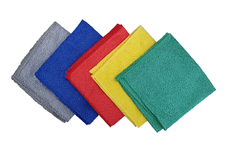 Салфетка из микрофибры 30x30 см универсальная 5шт/уп,  плотность 220гр/м2, ультразвуковая обработка края, цвет ассорти