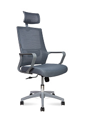 Кресло Max подголовник и спинка - сетка, сидение - ткань, цвет серый, Пластиковая крестовина цвет серый, Механизм Топ-ган, Нагрузка до 100 кг