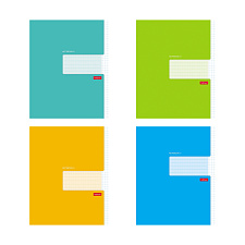 Тетрадь 48 листов А5 в клетку на скобе обложка мелованная бумага, Хатбер, 4 цвета 