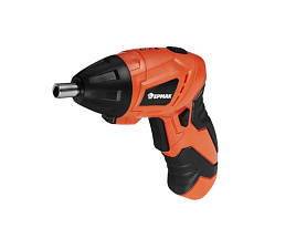 Отвертка ЕРМАК  ОА-48C  акумуляторная  Ni-Cd, напряжение 4,8В, емкость 0,6Ач, 200 об/мин, время зарядки 1-2 часа, патрон шестигранник 6,35 мм, реверс, подсветка, поворотная рукоятка