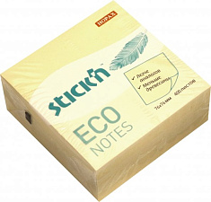 Блок самоклеящийся бумажный "Stick`n ECO"HOPAX", размер 76х76 мм, 400 листов, пастель, плотность 60 гр/м2, ассорти