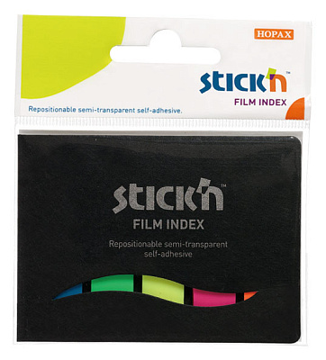 Флажки-закладки пластиковые "STICK`N HOPAX 21076", 5 цветов, размер 45х12 мм, 25л х  неоновых цвета, 100 листов