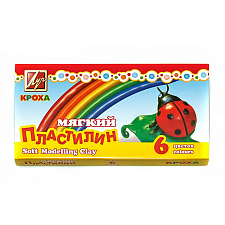 Пластилин  6 цветов "ЛУЧ "Кроха",  мягкий восковый, со стеком,  90 грамм.