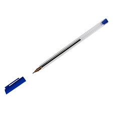 Ручка шариковая  0,7мм синяя, цвет корпуса прозрачный, одноразовая