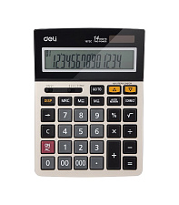 Калькулятор Deli 14 разряд. E1671C 211х154х41мм бухгалтерский, настольный, серебристый