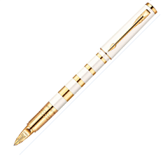 Ручка PARKER INGENUITY Ring Slim F-503 Pearl and Metal GT, 5-й пишущий узел, черный стержень, корпус: латунь/лак, подарочная упаковка