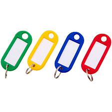 Брелок для ключей с информационным окном, 52х20 мм, цветные, 5 цветов по 2 шт, упаковка 10 штук