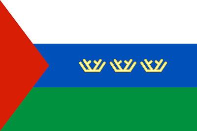 Флаг Тюменской области, 135х90см, флажная сетка, печать на пробив, карман 6см 