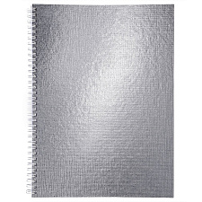 Тетрадь 96 листов А4 в клетку на спирали , обложка бумвинил METALLIC, Цвет Серебро. Хатбер