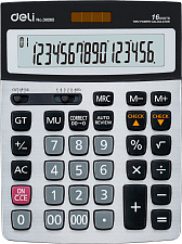 Калькулятор Deli 16 разряд. E39265 210х155х35мм бухгалтерский, настольный, серый