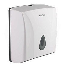 Полотенцедержатель для листовых полотенец V- сложения KSITEX TH-8228A,  рассчитан на 2-е упаковки полотенец, пластик ABS, пластиковый замок, размеры: 300х260х130 мм, цвет белый