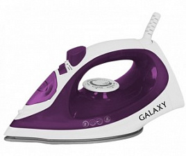Утюг антипригарное покрытие Galaxy GL6101,  2200Вт, фиолетовый, паровой удар 130г/мин,регулируемая подача пара, цвет фиолетовый/белый