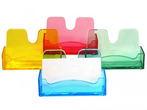 Подставка для визиток, вместимость - 20 мм, размер 40х100мм, пластиковая, ассорти