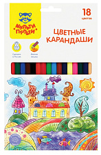 Карандаши цветные 18 цветов Мульти-Пульти "Невероятные приключения" ударопрочные, деревянные, шестигранные, диаметр 7 мм,  картонная упаковка с европодвесом