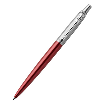 Ручка PARKER Jotter Essential K-63 Kensington Red СT M NEW, синий стержень, корпус: нержавеющая сталь/лак/хром, подарочная коробка