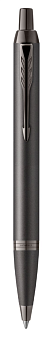 Ручка шариковая PARKER IM Monochrome K328 Gun Metal M синий стержень, нержавеющая сталь, отделка PVD покрытие, подарочная упаковка