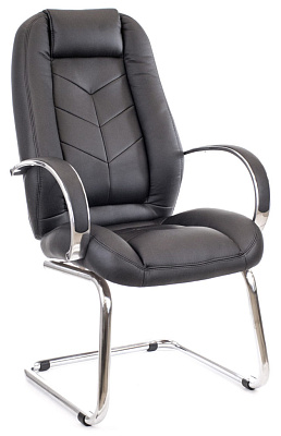Кресло Everprof Drift Lux CF обивка -  экокожа черная. Хромированные полозья. Нагрузка до 120 кг.