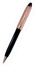 Ручка AURORA Ipsilon, корпус черная смола, колпачок розовая позолота, гильоше квадратами