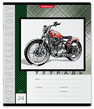 Тетрадь 24 листа А5 в линейку на скобе "Motorcycle Story" обложка мелованный картон, Полиграфика ErichKrause, ассорти 5 дизайнов