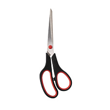 Ножницы эргономичные  215 мм лезвия сталь, прорезинненные цельнометаллические ручки, цвет черно-красный