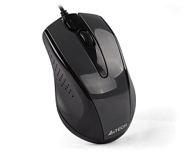 Мышь проводная A4Tech V-Track Padless N-500FS оптическая (1000dpi) USB, 4 кнопки, размер 67x37x104мм, длина провода 1,5м, цвет черный