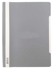 Скоросшиватель пластиковый, прозрачный верхний лист, цвет серый.