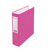 Папка - регистратор металлический кант, корешок 75мм, покрытие PVC цвет розовый, карман со сменной этикеткой