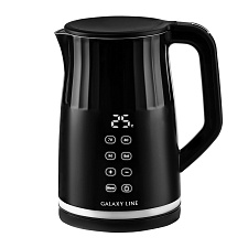Чайник металл GALAXY GL0337, объем 1,7 л, мощность 2200 Вт, двойная стенка из нержавеющей стали, корпус из пластика, LED-дисплей, сенсорное управление, цвет черный