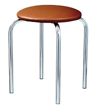 Табурет Круглый. Обивка -  коричневая экокожа. Хромированный каркас. Размер (ШхГхВ): 330х330х450мм. Нагрузка до 120кг.