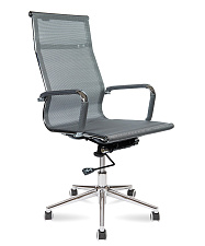 Кресло Хельмут спинка-сидение сетка цвет серый, Хромированная крестовина, Механизм Топ-ган, Нагрузка до 120 кг.