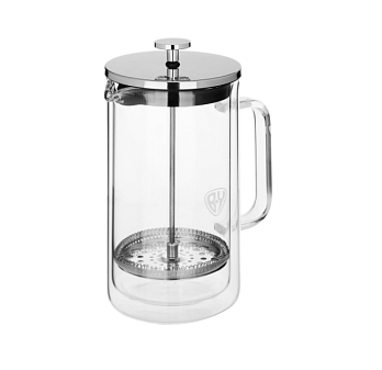 Чайник френч-пресс BY COLLECTION стекло/металл хром, объем 1000 мл