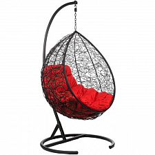 Кресло подвесное "Tropica Black" красная подушка, стойка, 195*95*75 см (ВхШхГ). Нагрузка до 130 кг.