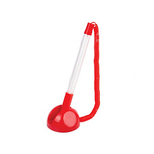 Ручка шариковая на подставке синий стержень, 0,5 мм, красный корпус на липучке с пружиной