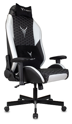 Кресло геймерское Knight Neon материал экокожа соты, цвет черный/белый, Крестовина металл цвет черный, Механизм Топ ган, Максимальная нагрузка до 150 кг. (ПОД ЗАКАЗ)