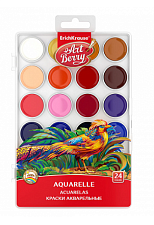 Краски акварельные 24 цветоа ErichKrause ArtBerry 54010 с УФ защитой яркости, в пластиковом пенале, без кисти