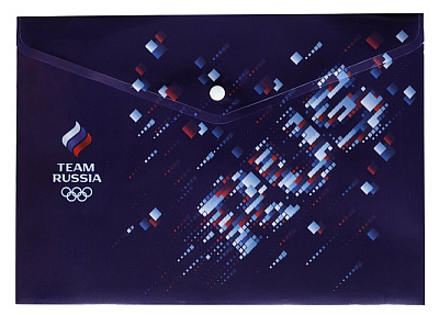 Папка с кнопкой  пластиковая,А4, плотность150 мкр,размер 235х325 мм, цвет тёмно-синий с рисунком "Команда России" 