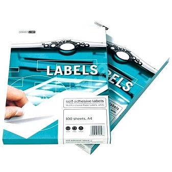 Бумага самоклеящаяся SMARTLINE Labels белая, формат А4, размер 192х61мм, 4шт на листе, 100 листов в упаковке. 