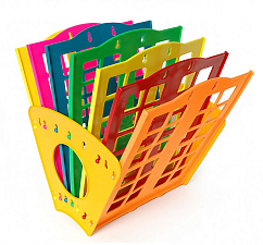 Лоток для бумаг веерный 6 отделов, 7 секций Унипласт разборный, рамеры 315х320х230мм, многоцветный 