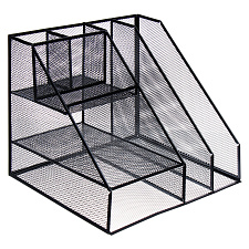 Подставка для канцелярских принадлежностей , 7 отделений, металл, сетка, черный