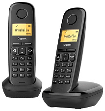 Телефон радио Dect Gigaset A270 Duo MID-EAST, на подставке+ доп.трубка в комплекте, телефонный справочник на 80 имен, подсветка дисплея, поиск трубки,  AOH/Caller ID.. цвет черный