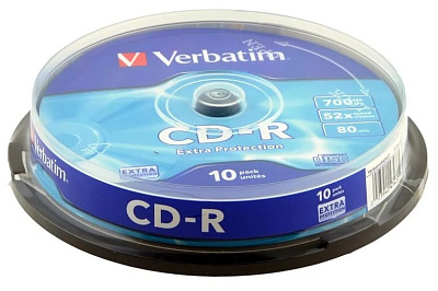 Диск CD-R Verbatim 700Mb 52x Cake Box 10шт/уп 
