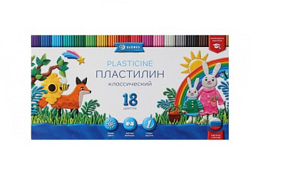 Пластилин 18 цветов  "Globus" Классика 320 грамм